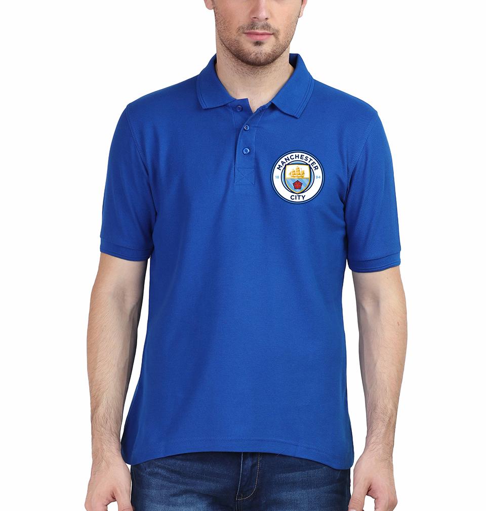 Manchester City Logo Men Polo Half Sleeves T-Shirts-FunkyTeesClub