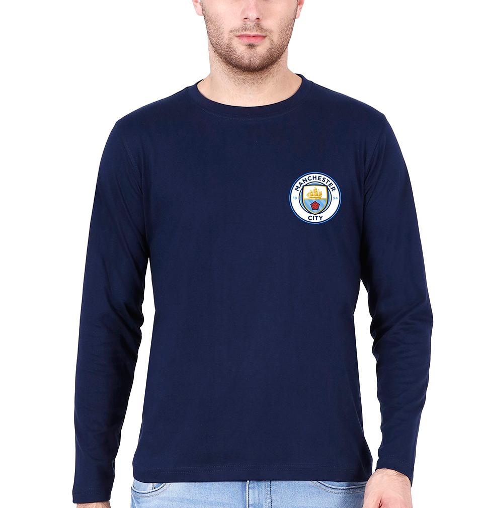 Manchester City Logo Men Full Sleeves T-Shirts-FunkyTeesClub