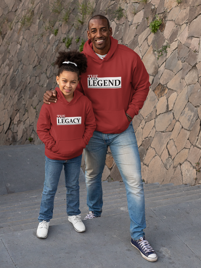 The Legend Father and Daughter Red Matching Hoodies- FunkyTeesClub