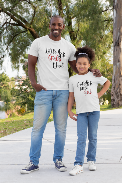 Little Girls Dad Father and Daughter White Matching T-Shirt- FunkyTeesClub