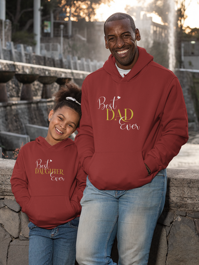Best Dad Ever Father and Daughter Red Matching Hoodies- FunkyTeesClub