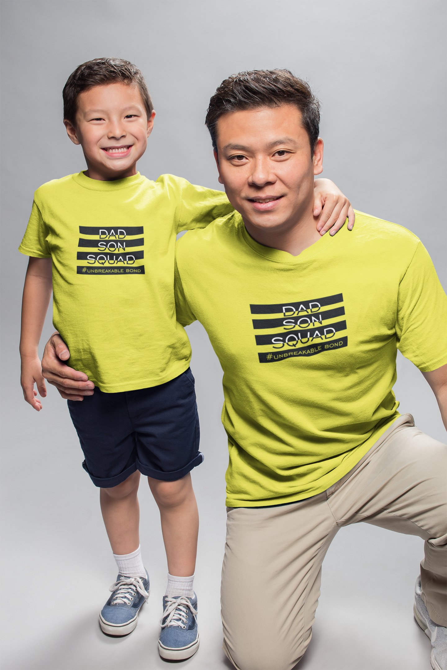 Dad Son Squad Father and Son Yellow Matching T-Shirt- FunkyTeesClub