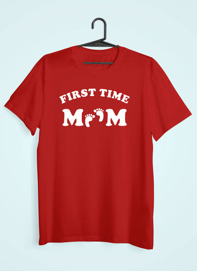 First Time Mom And First Time Dad Pregnancy Announcement Maternity Couple Half Sleeves T-Shirts -FunkyTeesClub