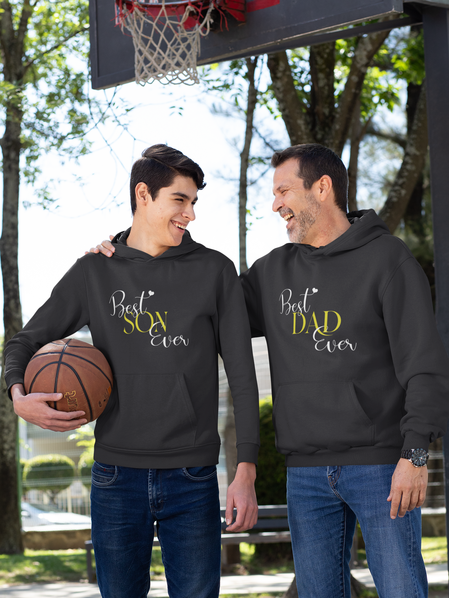 Best Son Ever Father and Son Black Matching Hoodies- FunkyTeesClub