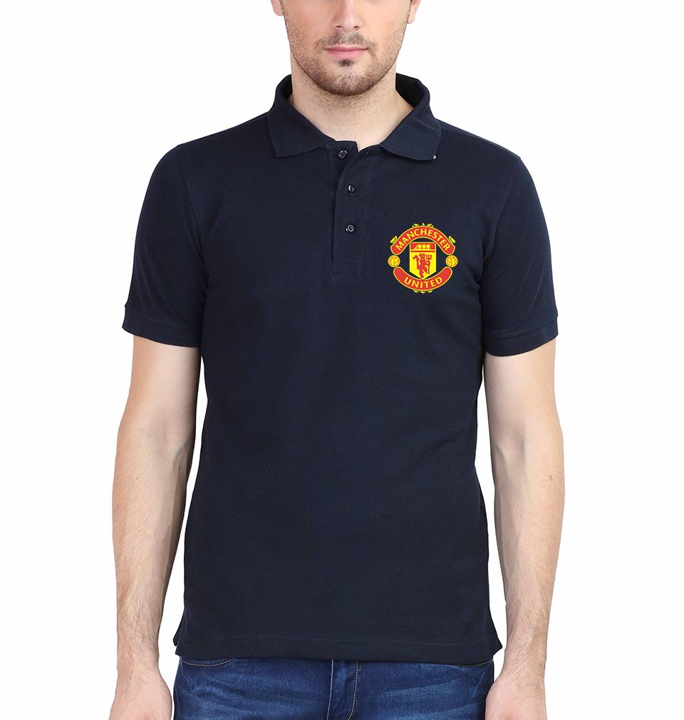 Manchester United Logo Men Polo Half Sleeves T-Shirts-FunkyTeesClub