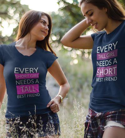 Tall  Short BFF Half Sleeves T-Shirts-FunkyTees