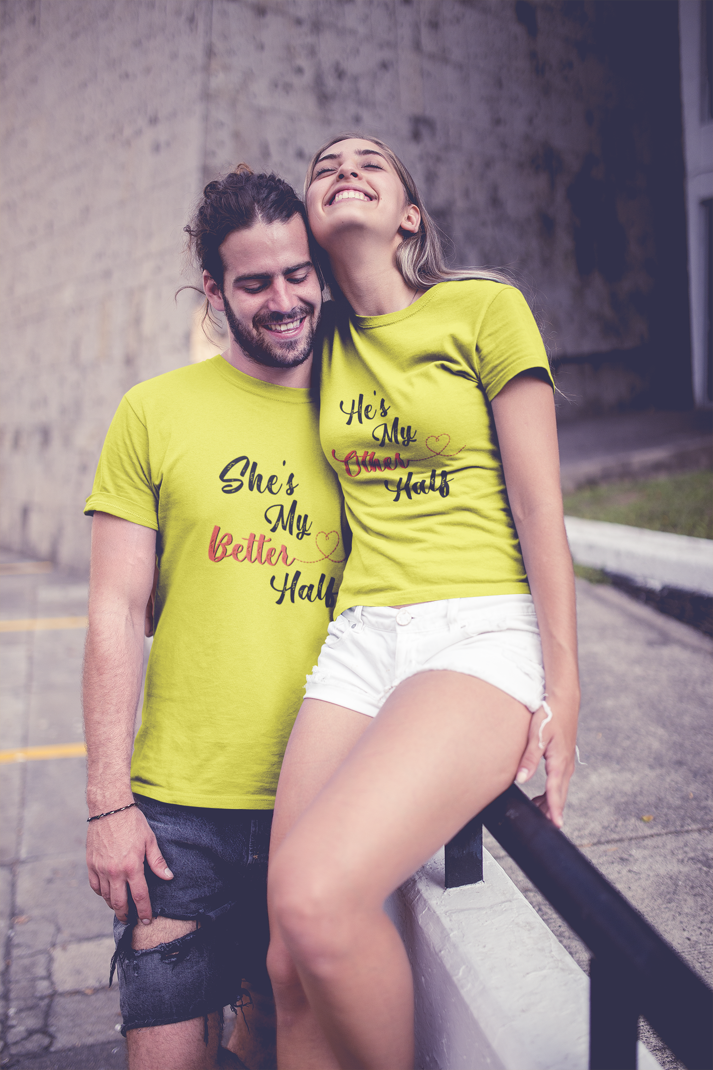 He Is My Better Half Couple Half Sleeves T-Shirts -FunkyTeesClub