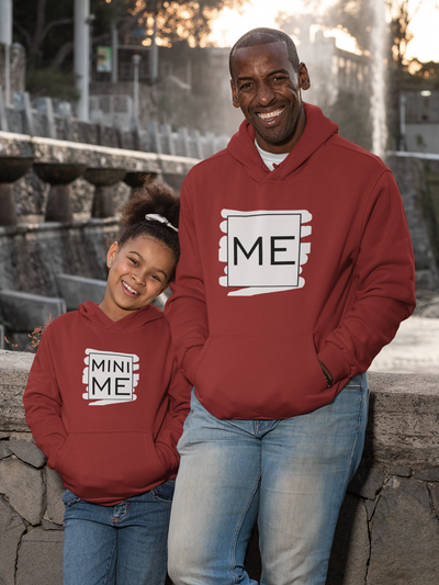 Me Father and Daughter Red Matching Hoodies- FunkyTeesClub