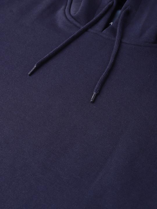 Plain Navy Blue Hoodie Sweatshirt -FunkyTeesClub