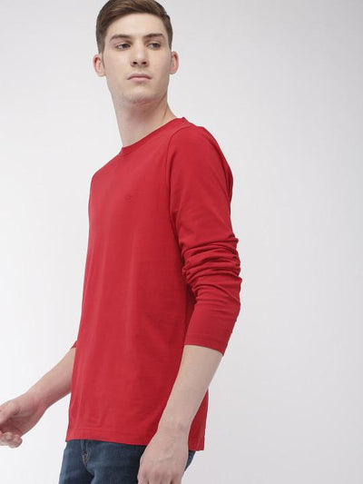Plain Red Full Sleeves T-Shirt-FunkyTeesClub
