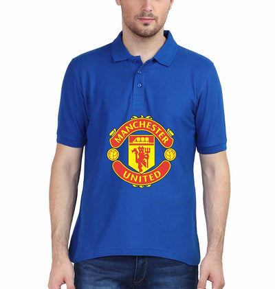 Manchester United Logo Men Polo Half Sleeves T-Shirts-FunkyTeesClub
