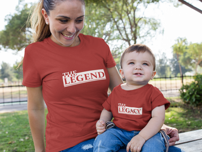 The Legend Mother And Son Red Matching T-Shirt- FunkyTeesClub