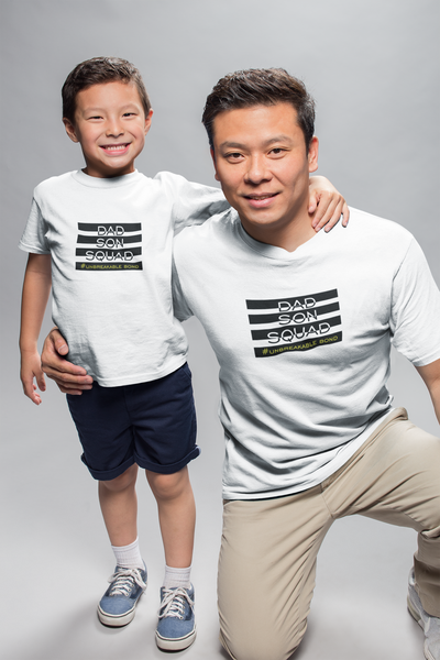 Dad Son Squad Father and Son White Matching T-Shirt- FunkyTeesClub