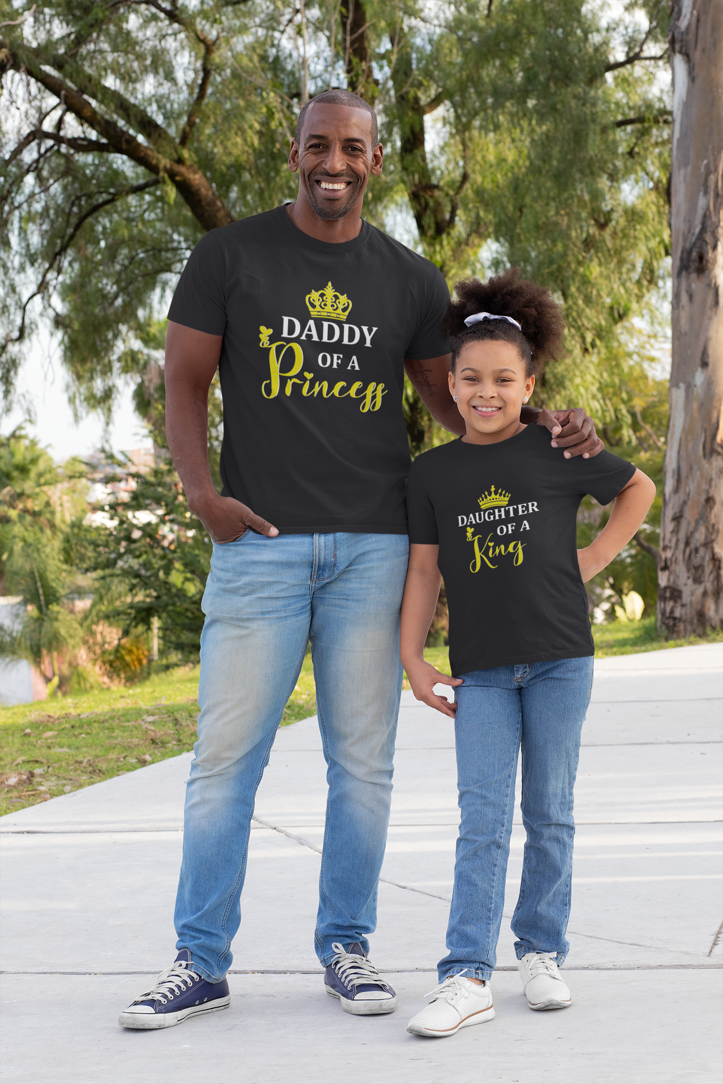 Daddy Of A Princess Father and Daughter Black Matching T-Shirt- FunkyTeesClub