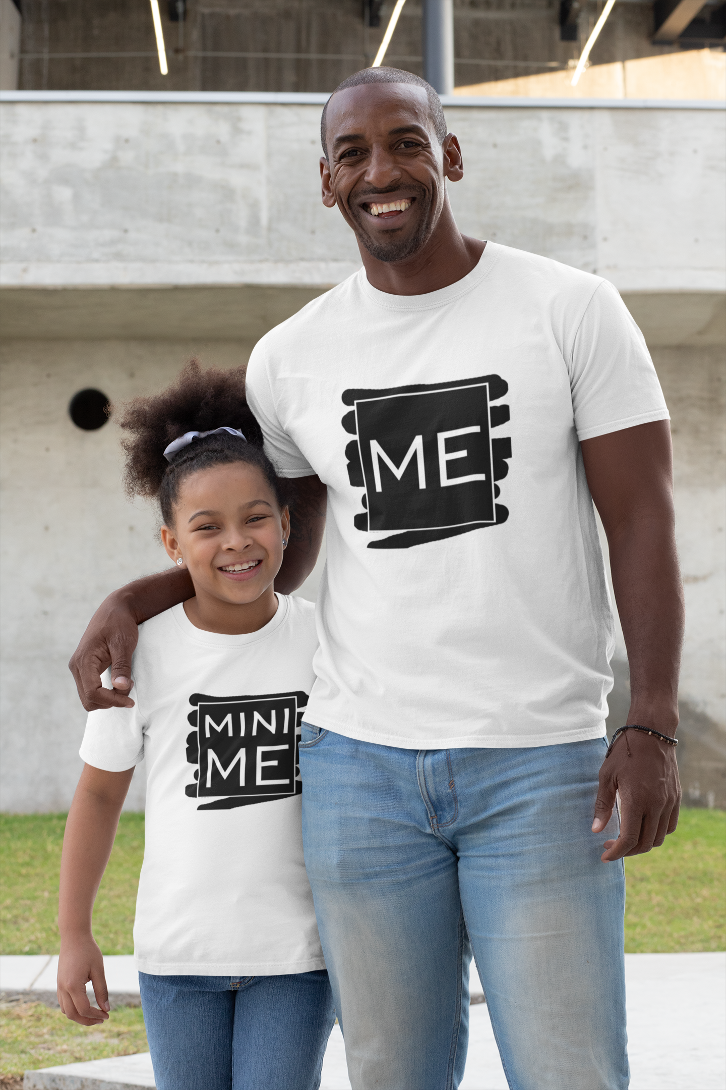 Me Father and Daughter White Matching T-Shirt- FunkyTeesClub