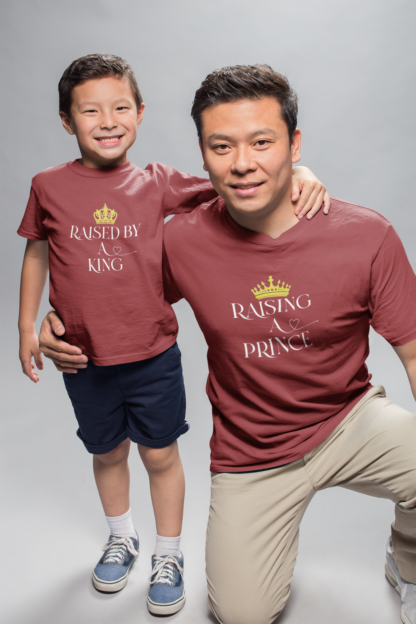 Raised By A King Father and Son Red Matching T-Shirt- FunkyTeesClub