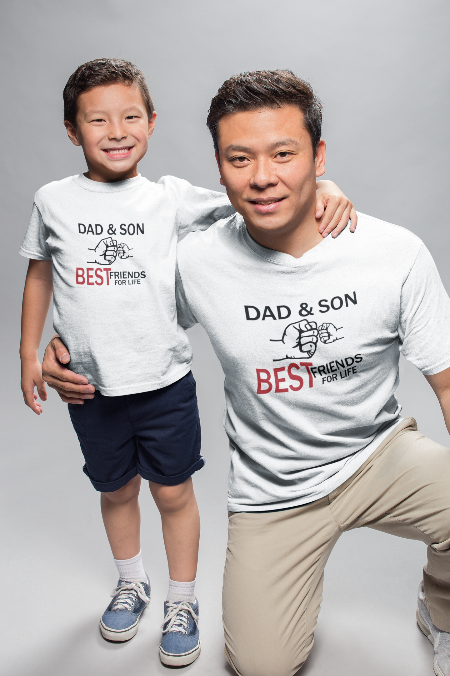 Dad And Son Best Friends For Life Father and Son White Matching T-Shirt- FunkyTeesClub