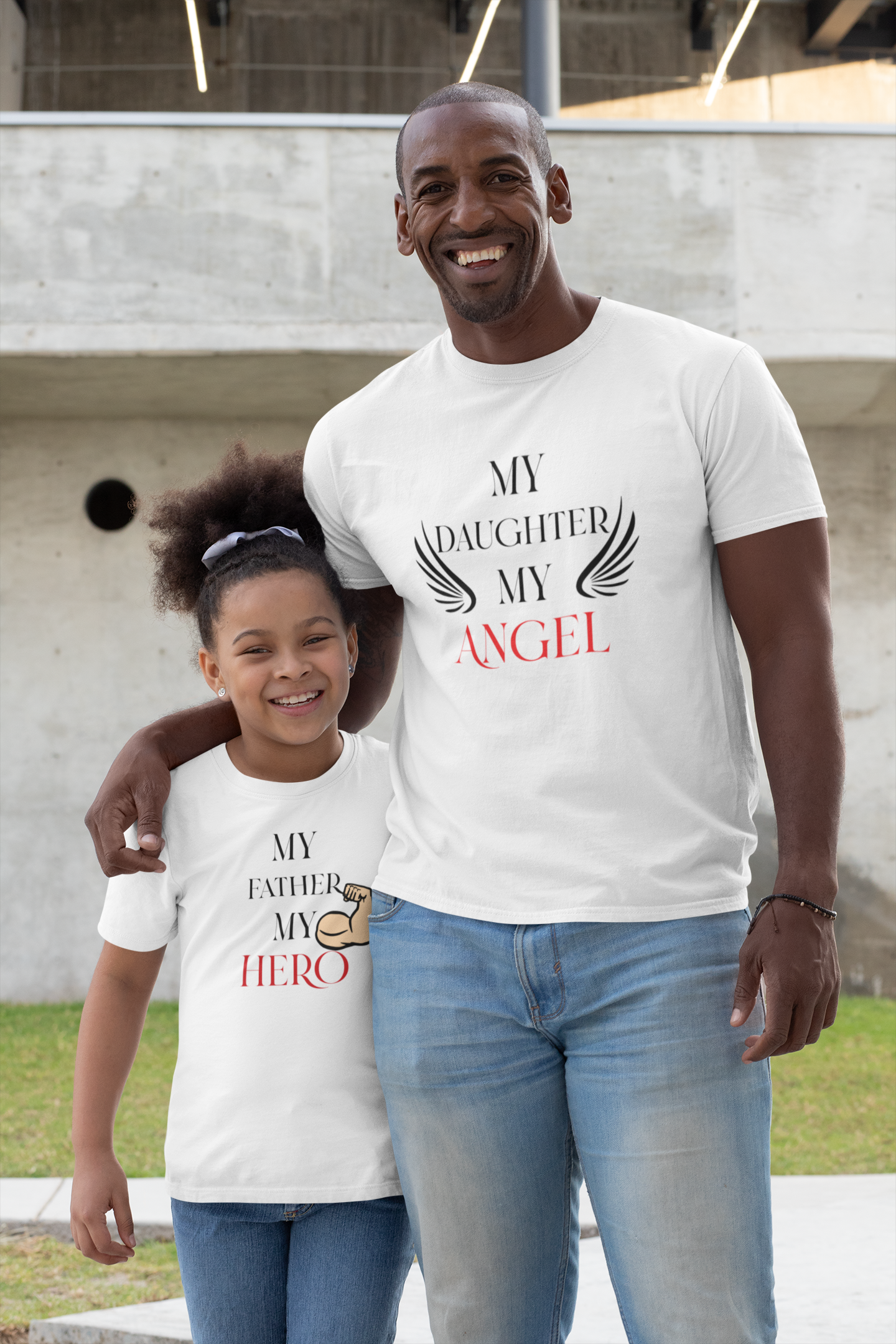 My Father My Hero Father and Daughter White Matching T-Shirt- FunkyTeesClub