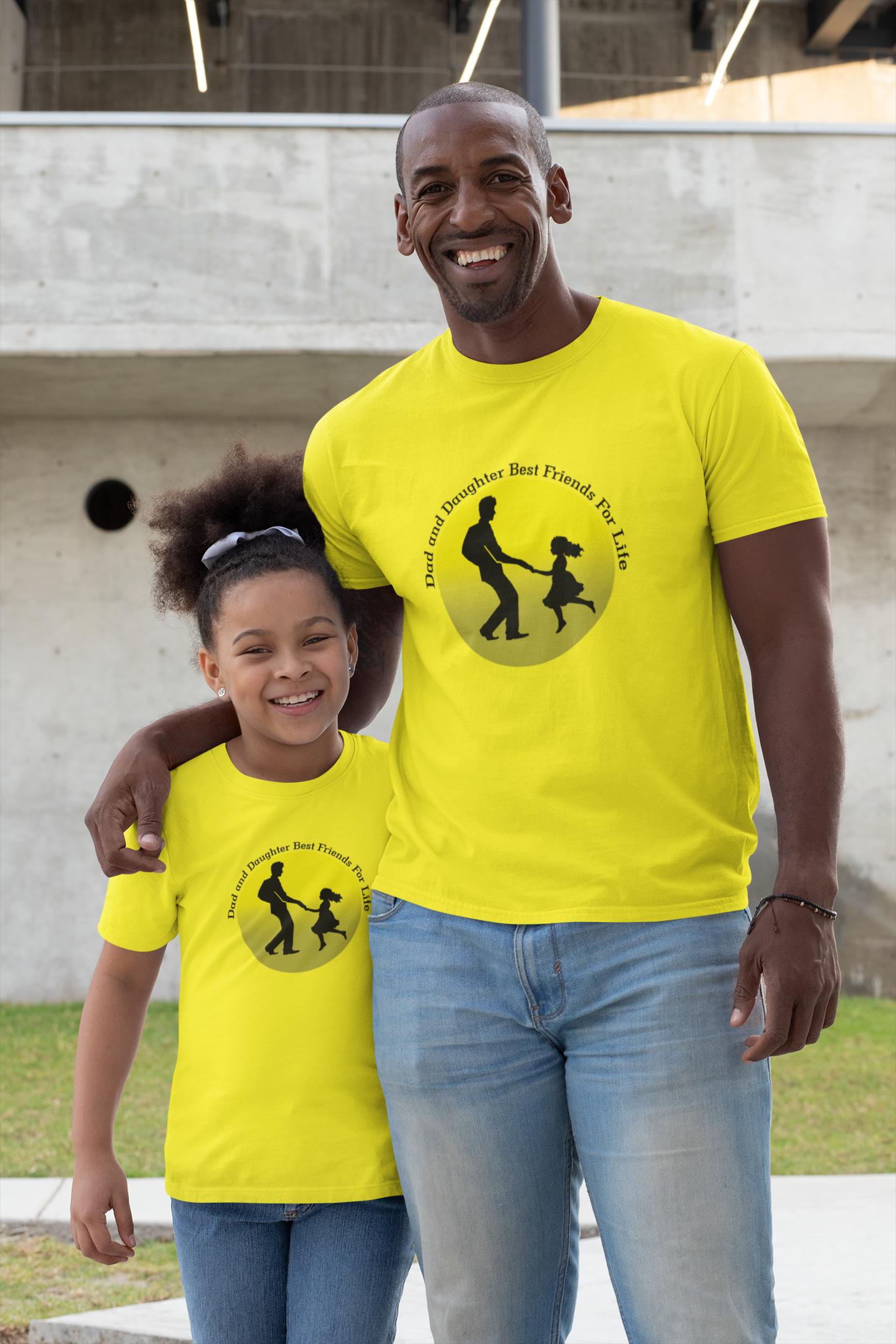 Dad And Daughter Best Friends Father and Daughter Yellow Matching T-Shirt- FunkyTeesClub