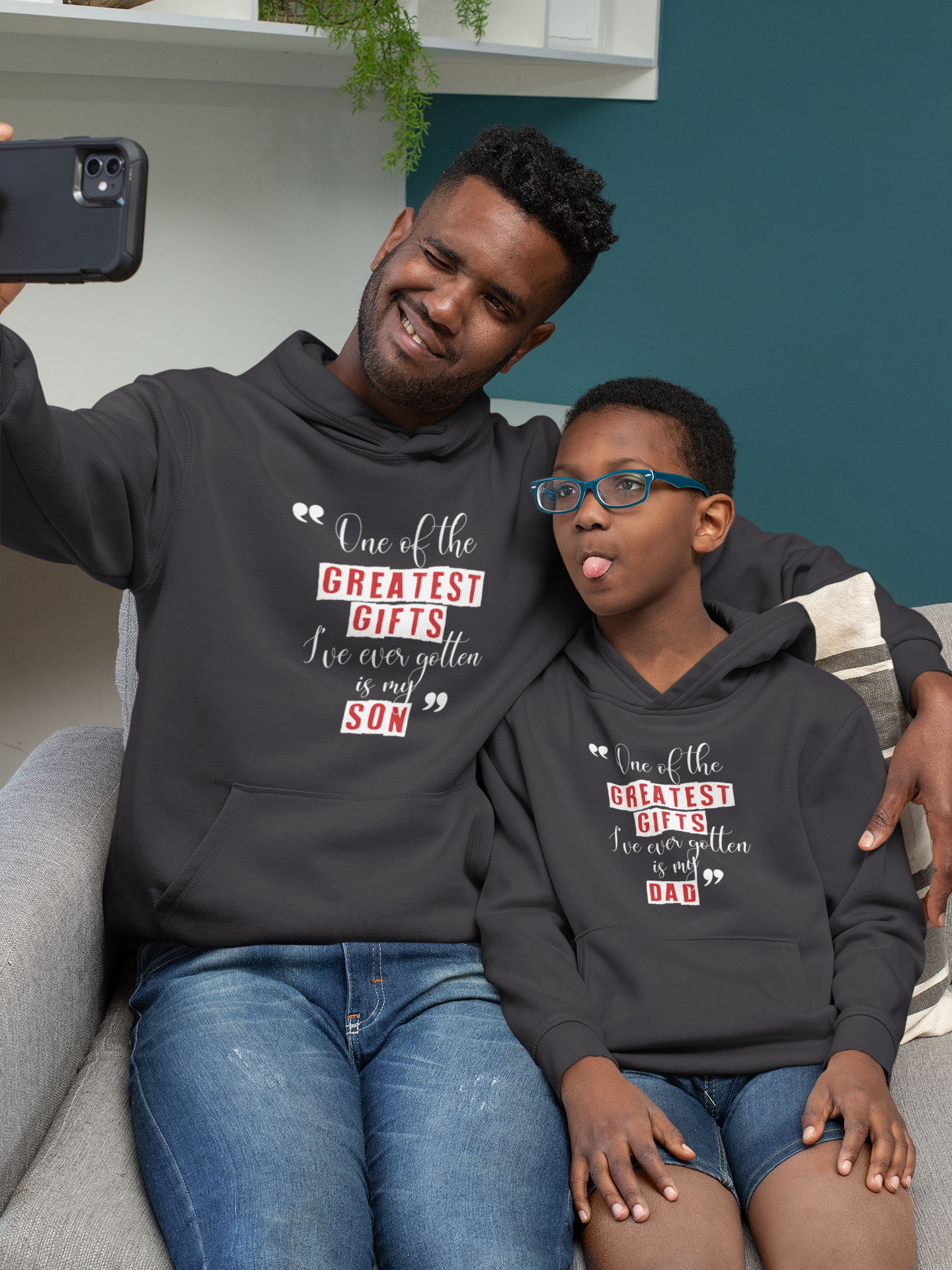Greatest Gift Father and Son Black Matching Hoodies- FunkyTeesClub