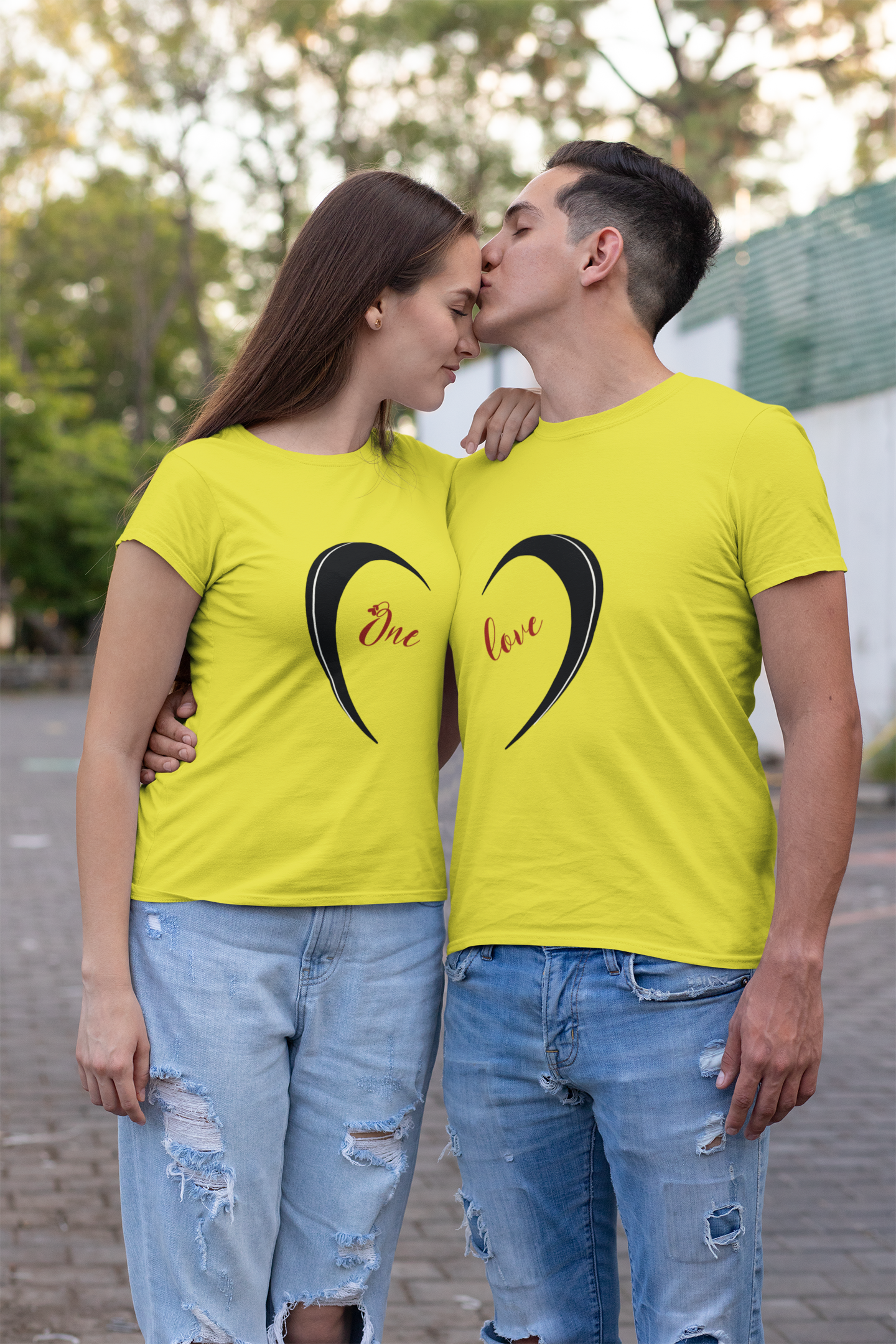 One Love Couple Half Sleeves T-Shirts -FunkyTeesClub