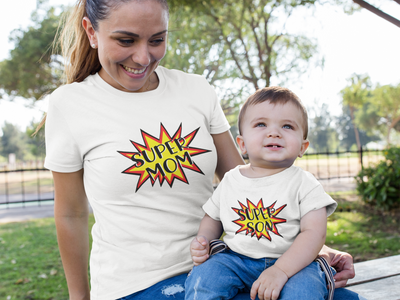 Super Son Mother And Son White Matching T-Shirt- FunkyTeesClub
