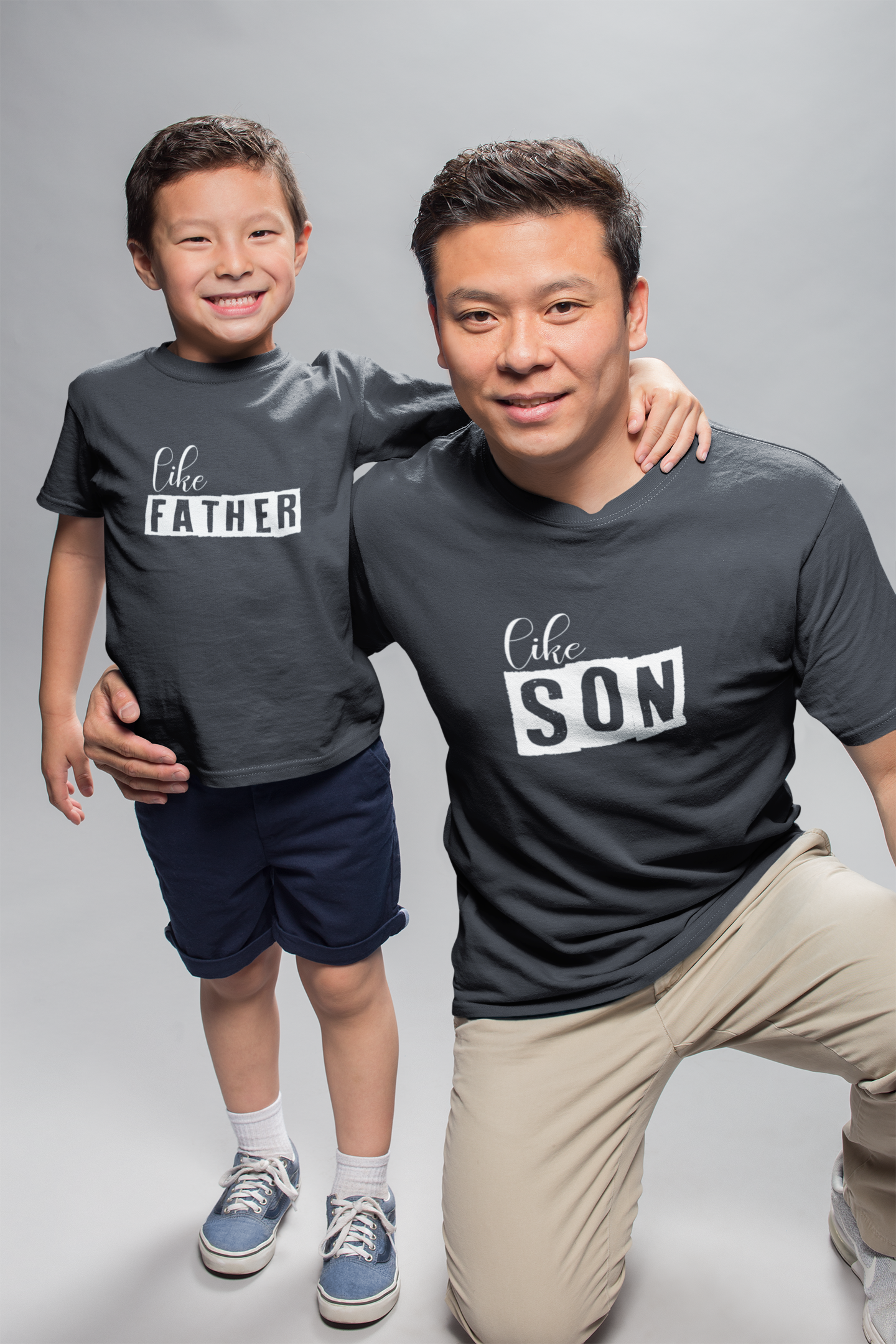 Like Father Like Son Father and Son Black Matching T-Shirt- FunkyTeesClub