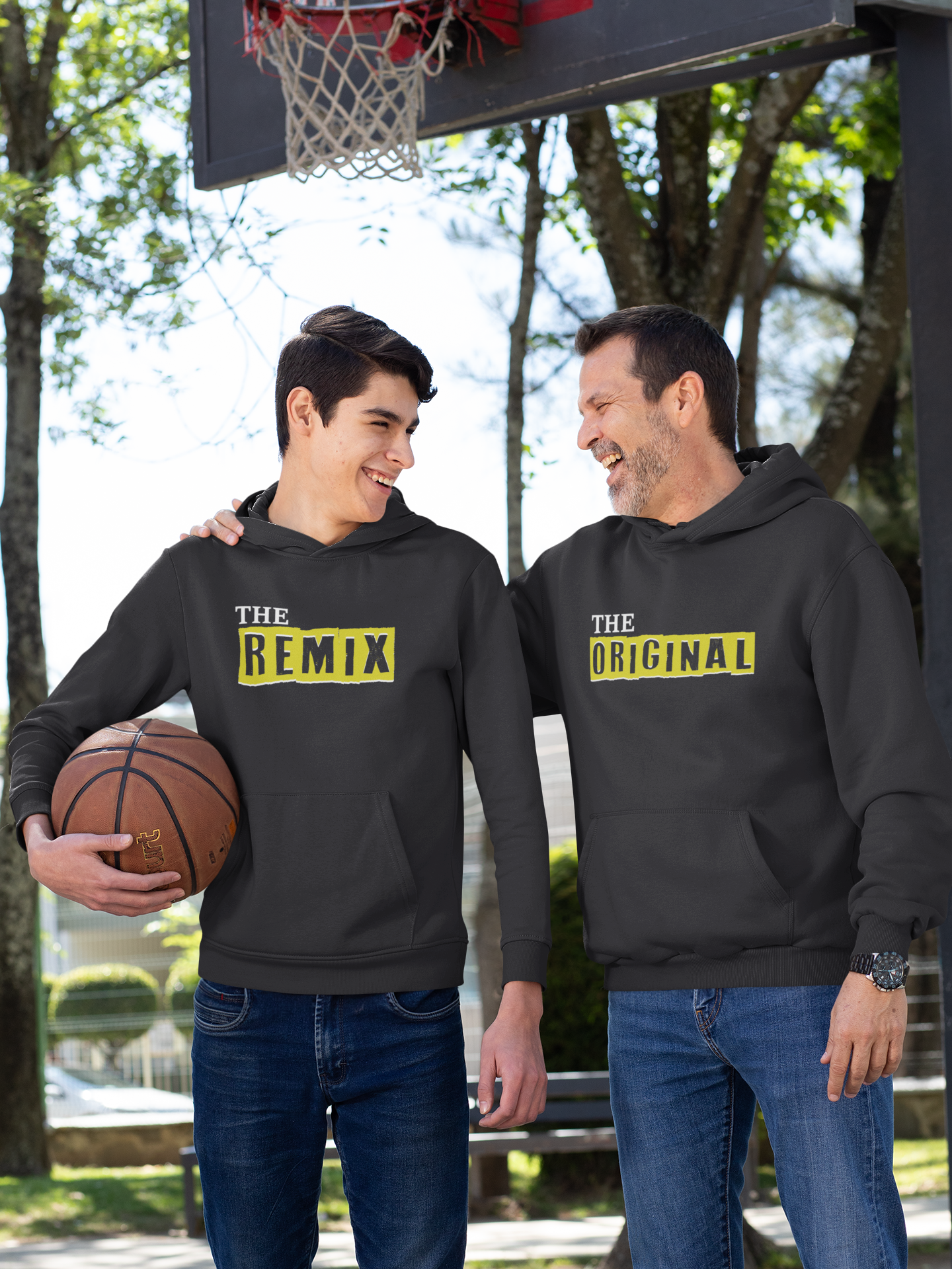 The Original Father and Son Black Matching Hoodies- FunkyTeesClub