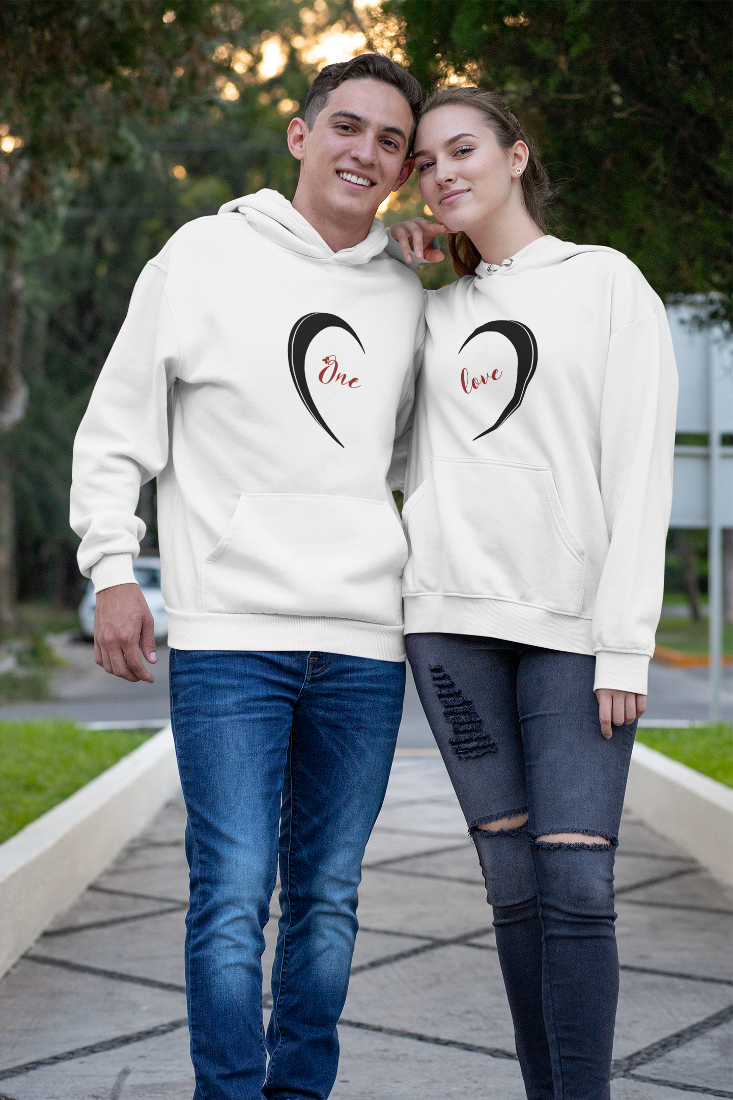 One Love Couple Hoodie-FunkyTeesClub