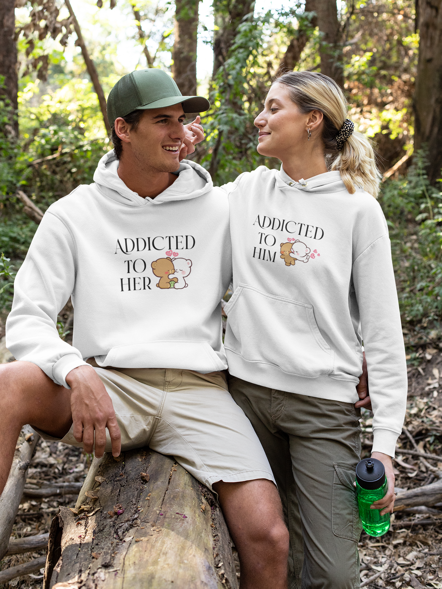 Addicted To Him Couple Hoodie-FunkyTeesClub