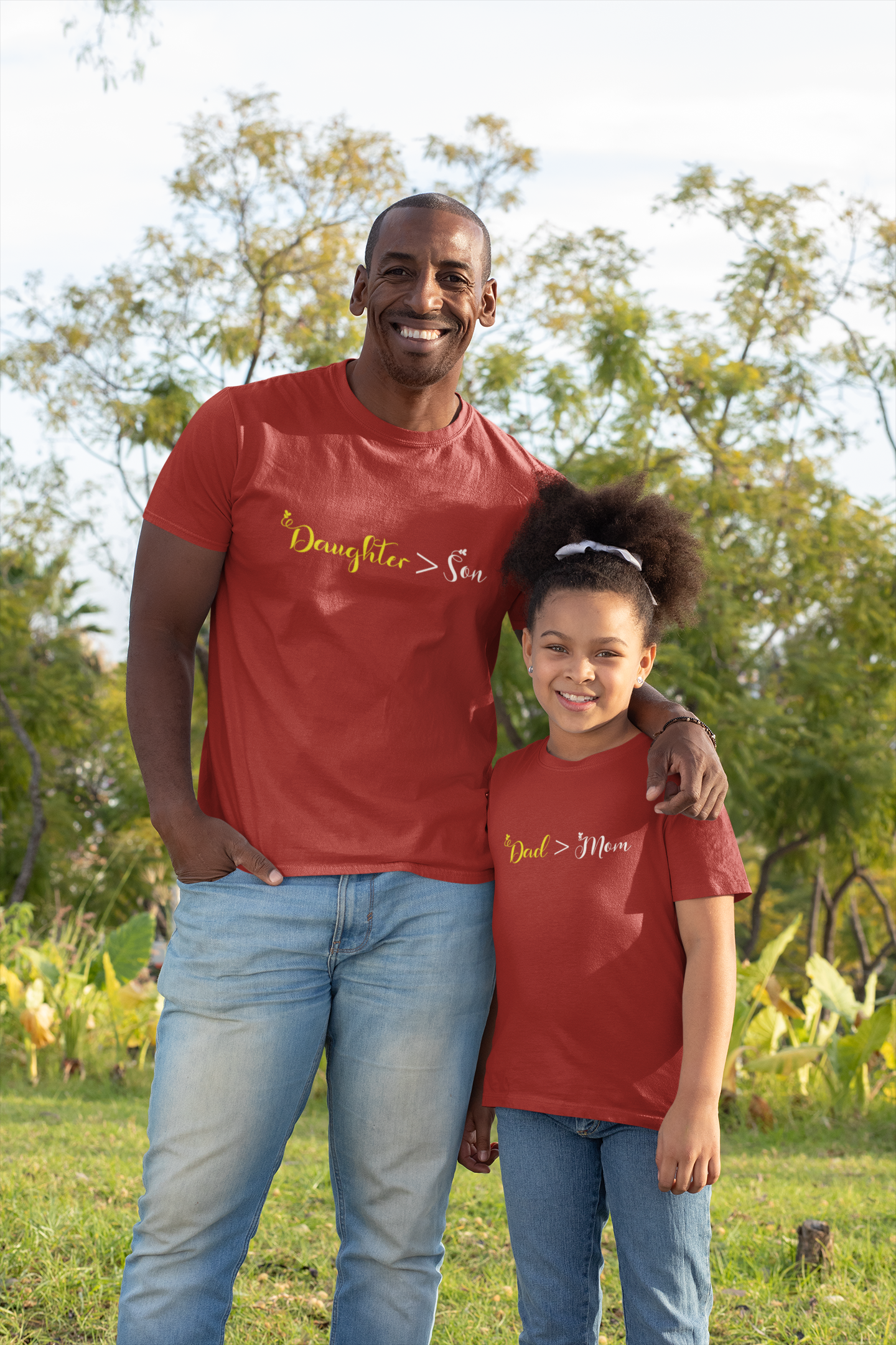 Dad Father and Daughter Red Matching T-Shirt- FunkyTeesClub