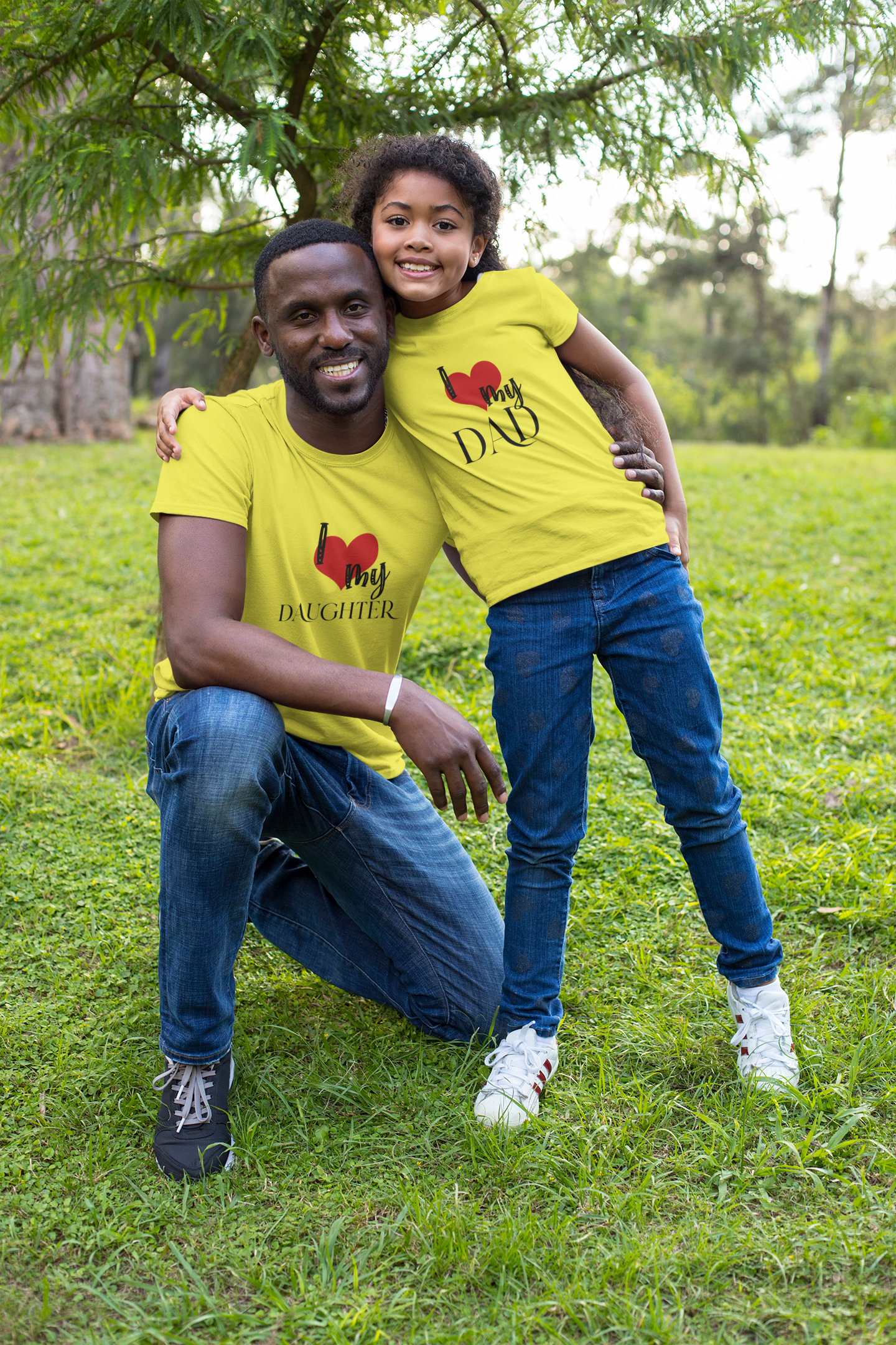 I Love My Dad Father and Daughter Yellow Matching T-Shirt- FunkyTeesClub