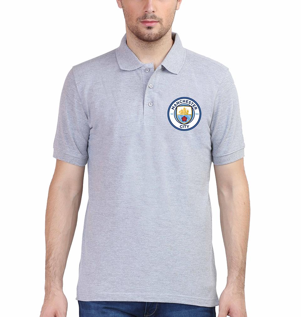 Manchester City Logo Men Polo Half Sleeves T-Shirts-FunkyTeesClub