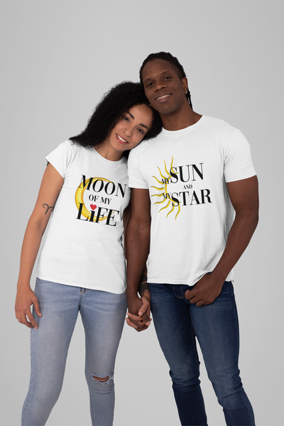 Moon Of My Life Couple Half Sleeves T-Shirts -FunkyTeesClub