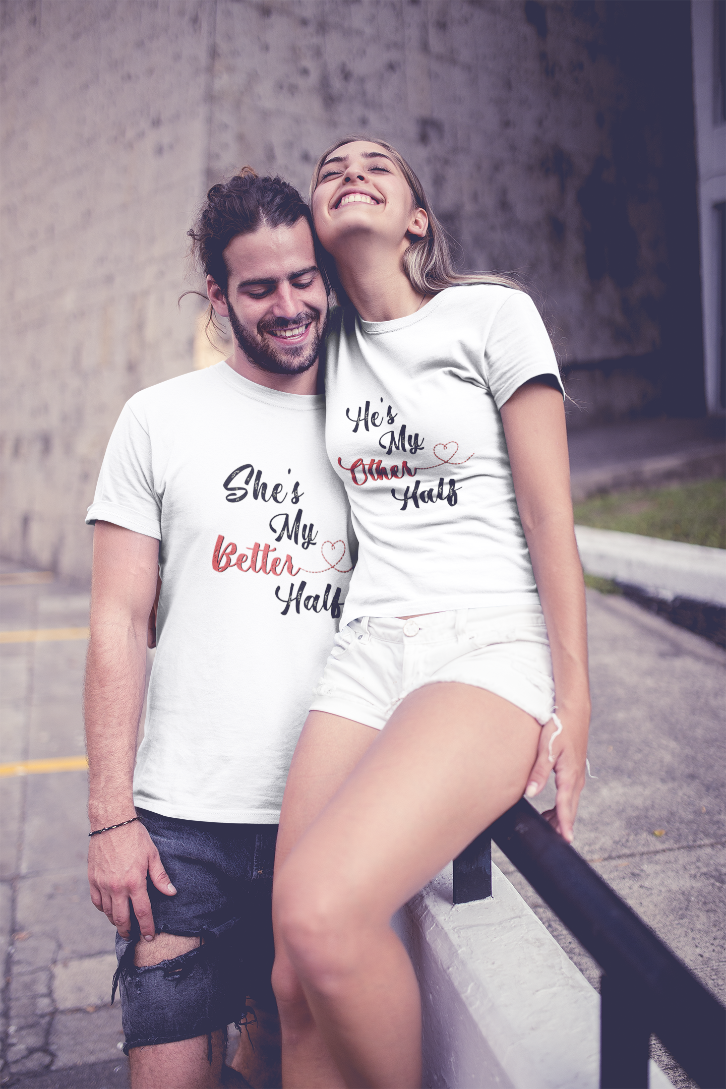 He Is My Better Half Couple Half Sleeves T-Shirts -FunkyTeesClub