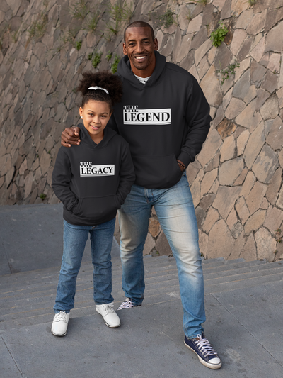 The Legend Father and Daughter Black Matching Hoodies- FunkyTeesClub
