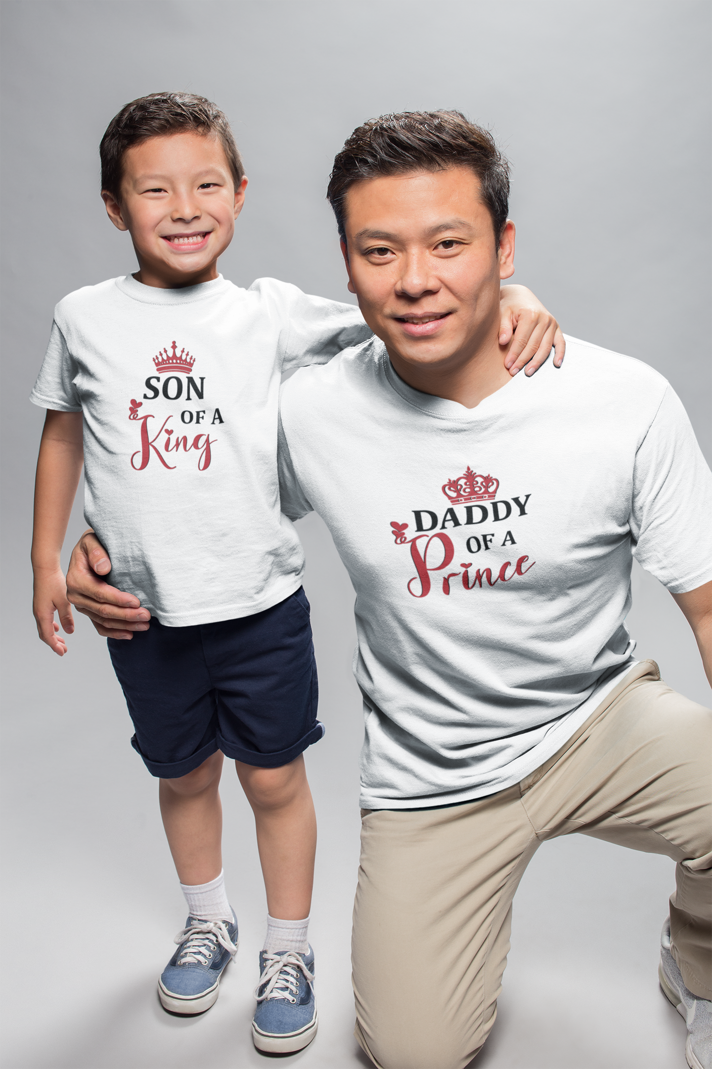 Daddy OF A Prince Father and Son White Matching T-Shirt- FunkyTeesClub