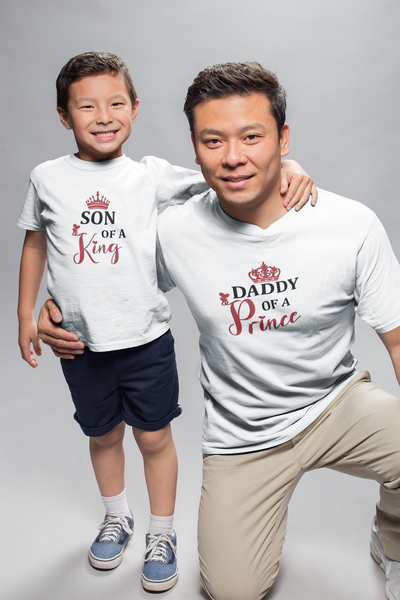 Daddy OF A Prince Father and Son White Matching T-Shirt- FunkyTeesClub
