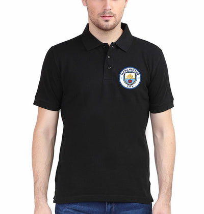 Manchester City Logo Men Polo Half Sleeves T-Shirts-FunkyTeesClub
