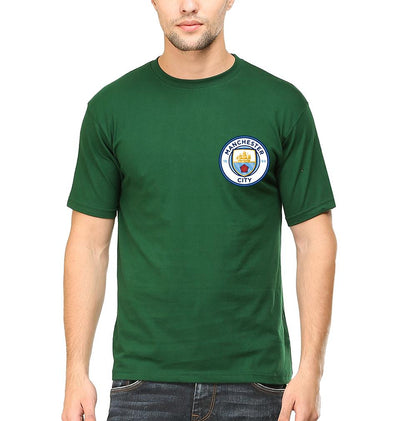 Manchester City Logo Men Half Sleeves T-Shirts-FunkyTeesClub