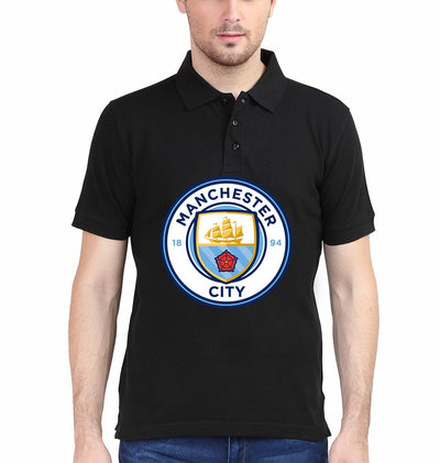 Manchester City Logo Men Polo Half Sleeves T-Shirts-FunkyTeesClub