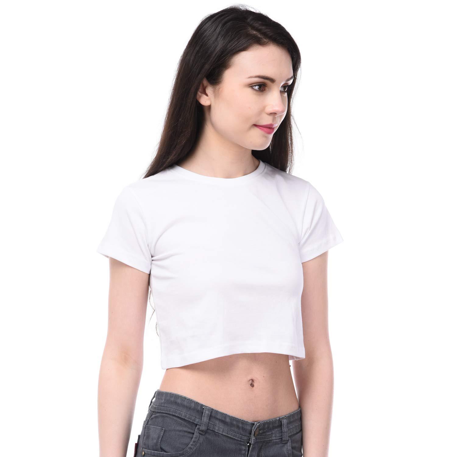 Plain White Women Crop Top-FunkyTeesClub