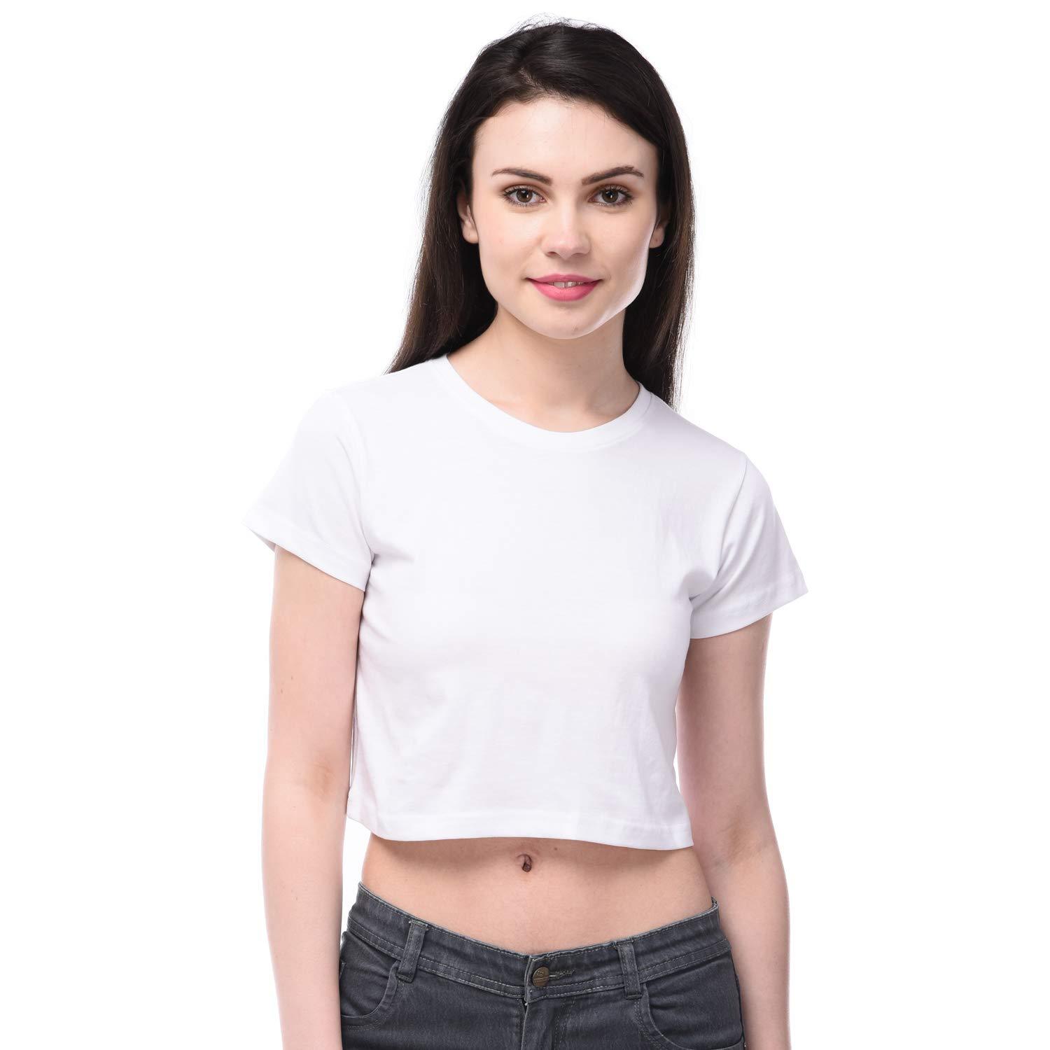 Plain White Women Crop Top-FunkyTeesClub