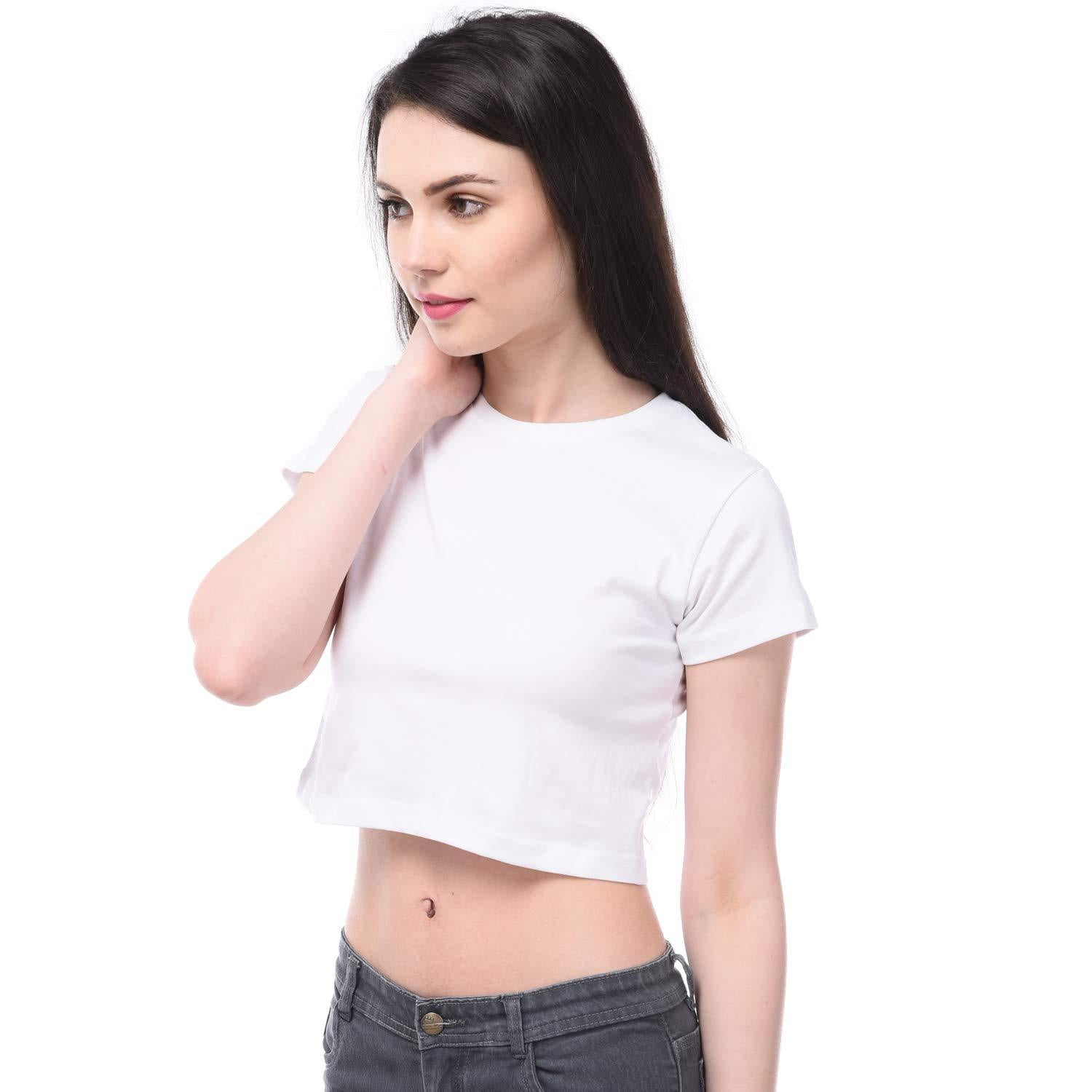 Plain White Women Crop Top-FunkyTeesClub