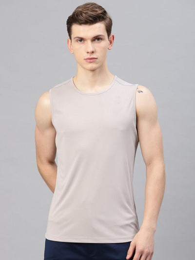Plain Grey Melange Sleeveless T-Shirt-FunkyTeesClub