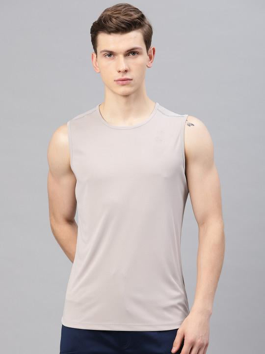 Plain Grey Melange Sleeveless T-Shirt-FunkyTeesClub