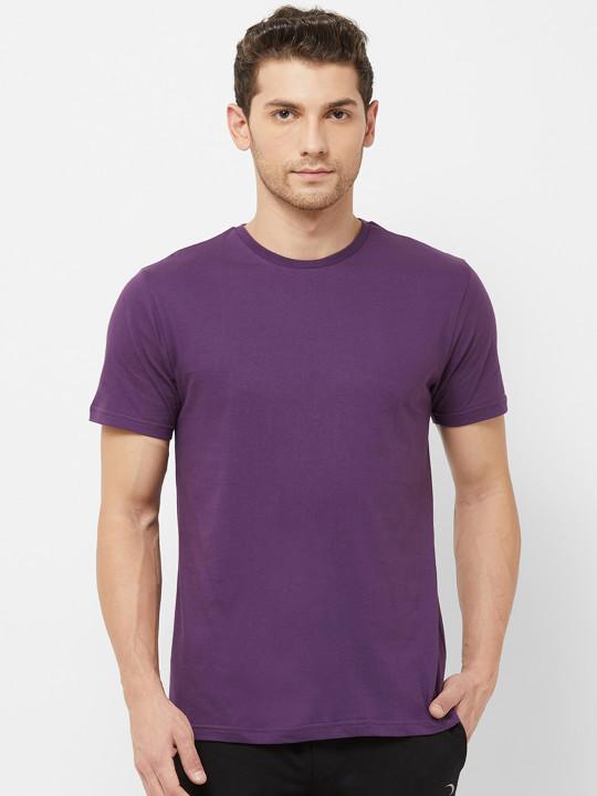 Plain Purple Half Sleeves T-Shirt-FunkyTeesClub