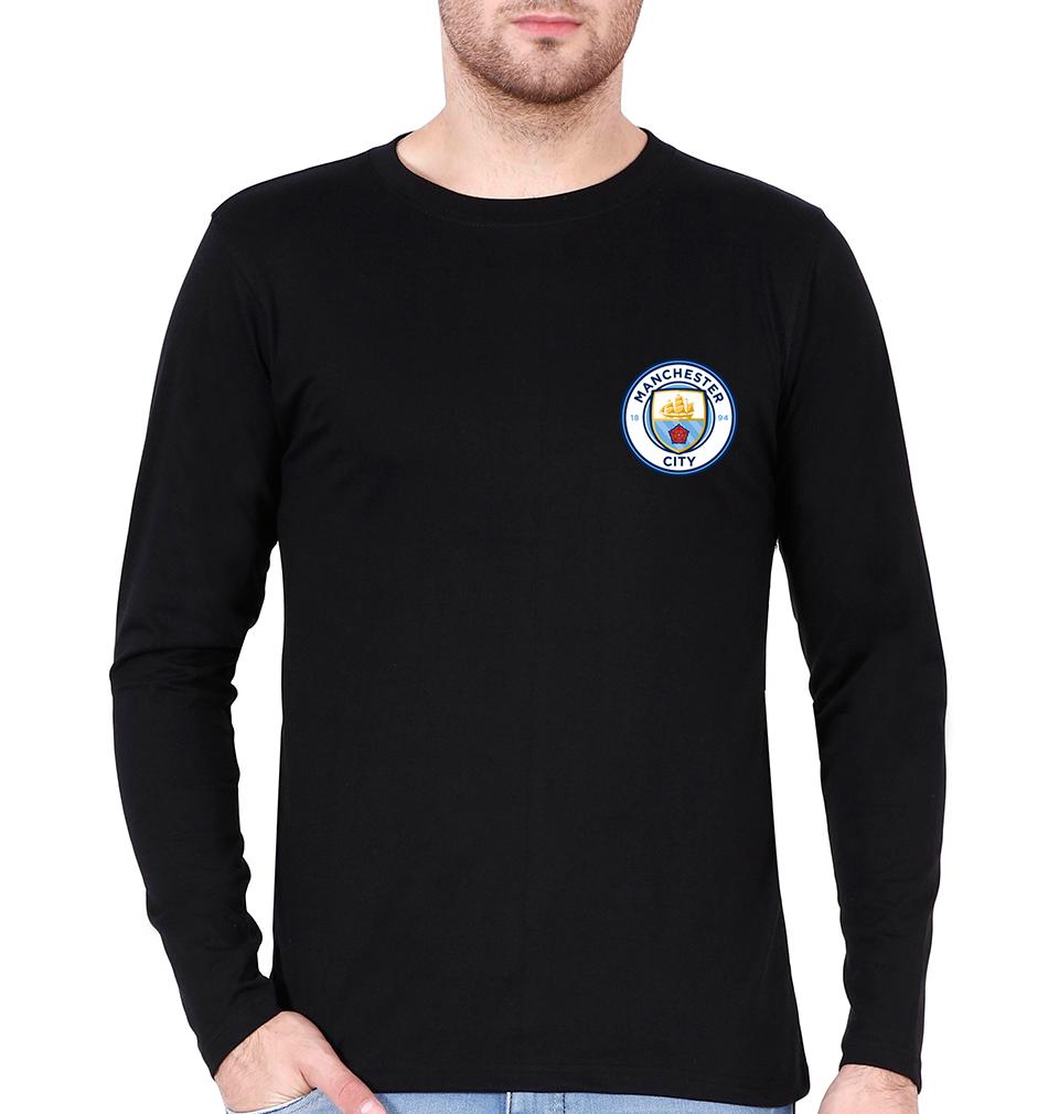 Manchester City Logo Men Full Sleeves T-Shirts-FunkyTeesClub