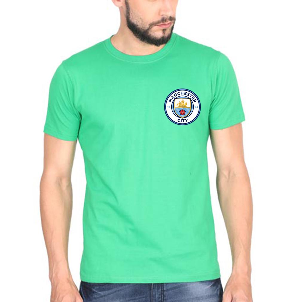 Manchester City Logo Men Half Sleeves T-Shirts-FunkyTeesClub