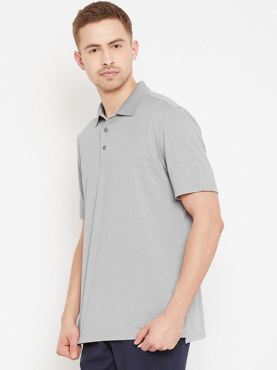 Plain grey melange Polo T-Shirt-FunkyTeesClub